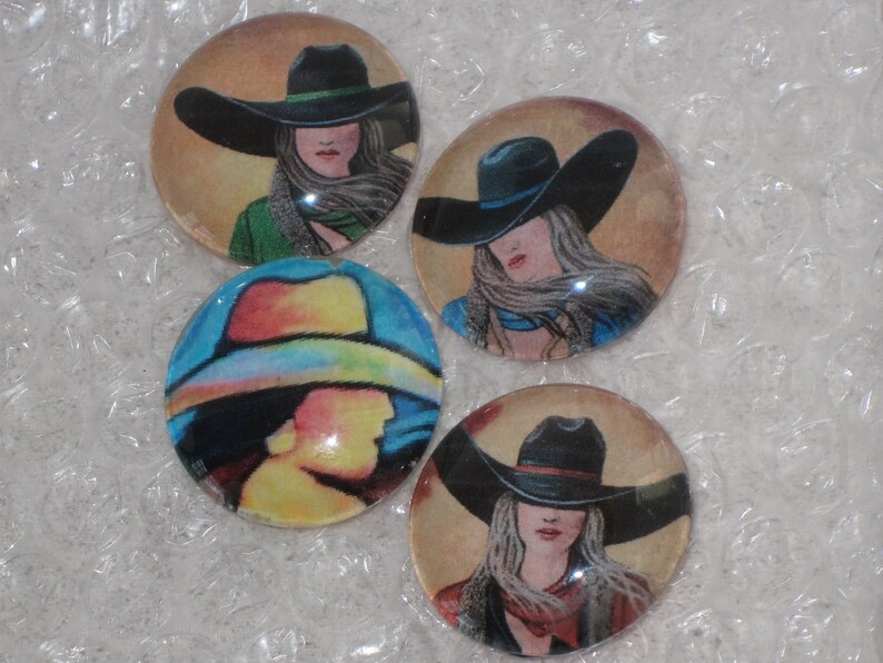 Glass Cowgirl Jewelry Making Horse Love Cabochon Artist Lance Headlee 30mm Glass Cabochon