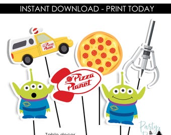Pizza Planet Birthday Centerpieces Digital Instant Download Kids Party Decor Toy Story