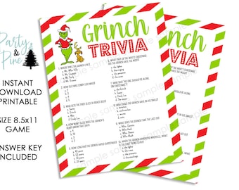 Christmas Game Printable Trivia Movie Digital 8.5x11 Holiday Instant Download Games Party