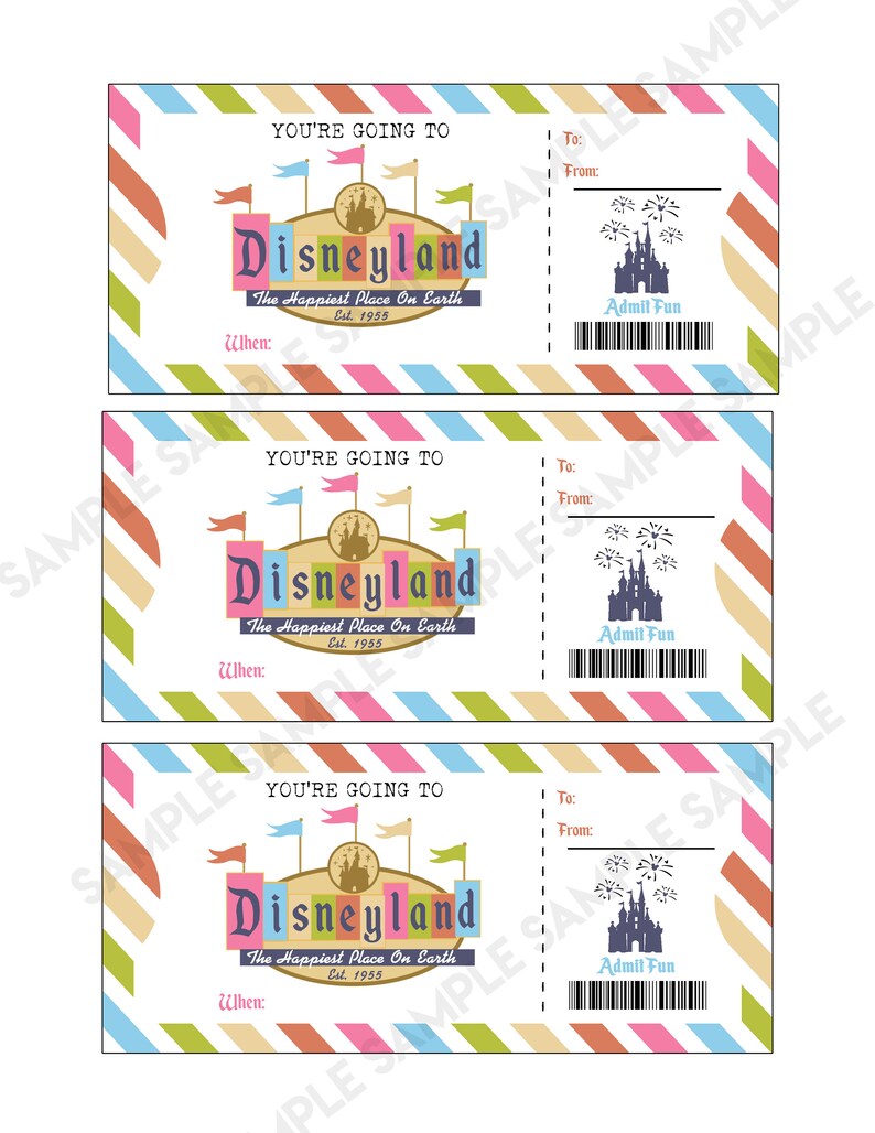 Boleto imprimible a Disneyland Viaje sorpresa Regalo de Etsy España