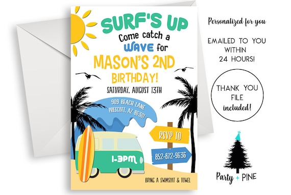 Surfs Up Invitation Anniversaire Invite Numerique 5 X 7 Surfer Etsy Surfs Up Invitation Anniversaire Invite Numerique 5 X 7 Surfer Etsy
