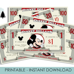 Disney Spielgeld Gutschein Disneyland Sofort Download Bundle Dollar Micky Maus Digital 6x2.5