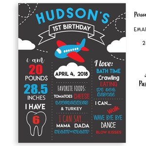 Airplane Birthday Milestone Chart Poster Digital 8x10 11x14 x16x20 Party Decor Sign Chalkboard