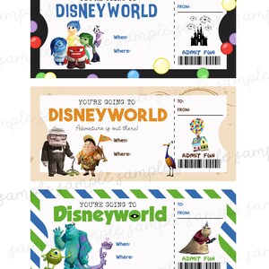 Printable Ticket to Disneyworld Surprise Trip, Birthday Gift, Monsters ...