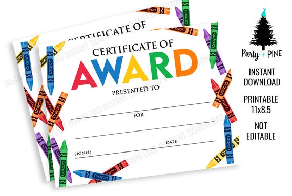 Printable School Award Digital Certificate Sign Instant Download 11x8.5 School Signs Colors Students Awards