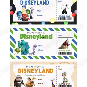 Printable Ticket to Disneyland Surprise Trip, Birthday Gift, Inside Out ...