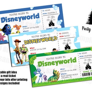 Printable Ticket to Disneyworld Surprise Trip, Birthday Gift, Bugs, Toy ...