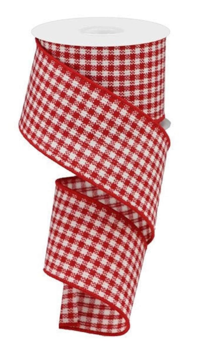 Red and White Mini Check Ribbon 2.5 x 10 Yards