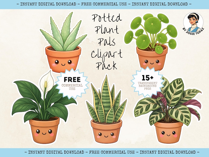 Potted Plant Pals Clipart Bundle Kawaii Houseplant PNG Set digital potted-plant-pals-clipart-bundle-kawaii-houseplant-png-set-digital