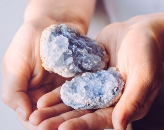 Large Celestite Crystal Cluster - 3" to 4" Heavenly Blue Crystals for Tranquility and Spiritual Connection