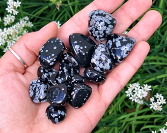 Snowflake Obsidian Tumbled Stones - Healing Crystal for Meditation and Balancing, Natural Stone for Home Decor and Reiki