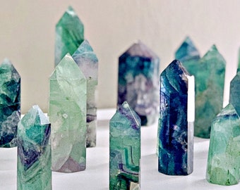 Stunning Rainbow Fluorite Tower - 4"-5" Crystal Generator for Energy Healing, Meditation, and Home Decor