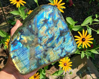 Large 6" Polished Labradorite Stone - Iridescent Gem for Spiritual Insight and Energy Healing