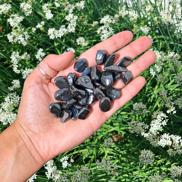 Hematite Tumbled Stones - Magnetic Healing Crystals for Strength and Grounding