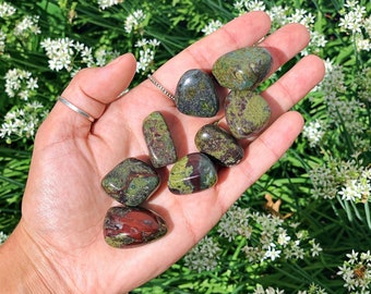 Dragon Bloodstone Tumbled Stones - Powerful Healing Crystals for Courage and Vitality, Ideal for Energy Work and Spiritual Growth