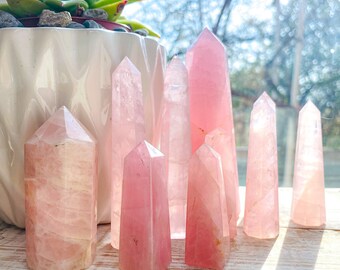 Rose Quartz Crystal Points - Elegant 3-4" Gemstones for Love, Healing, and Emotional Balance