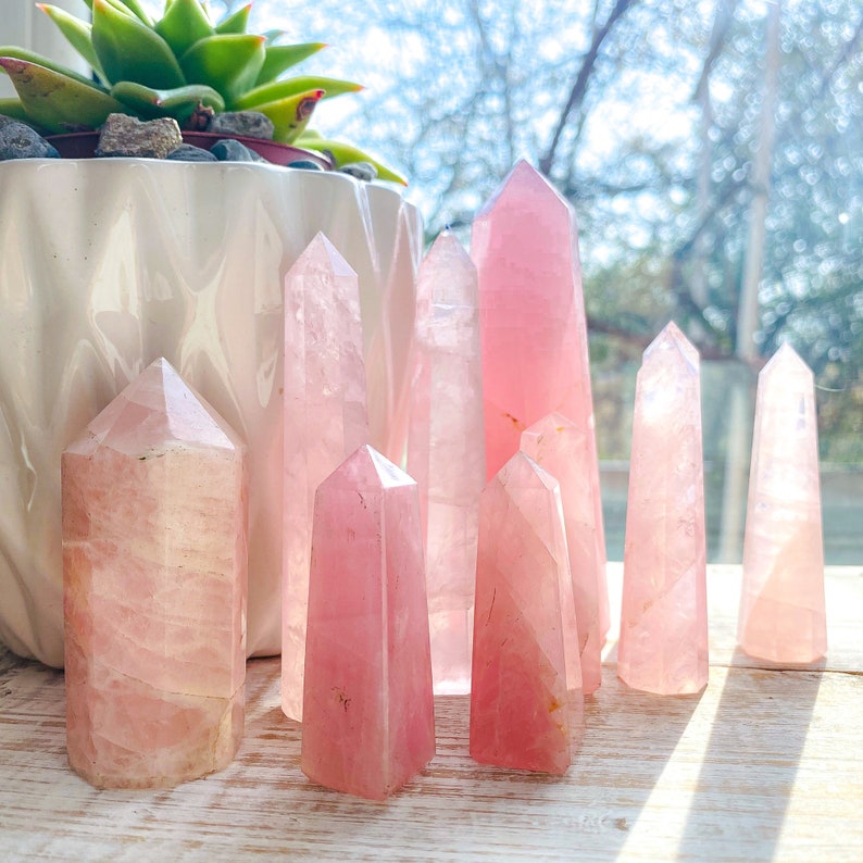 Rose Quartz Crystal Points Elegant 3-4 Gemstones for Love, Healing, and Emotional Balance image 1