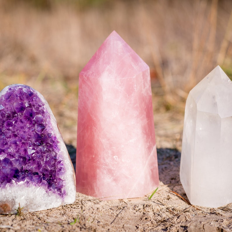 Rose Quartz Crystal Points Elegant 3-4 Gemstones for Love, Healing, and Emotional Balance image 2