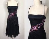 Vintage 90s Betsey Johnson Silk Embroidered Dress Size Small