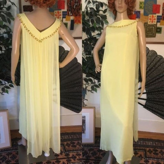 pastel yellow chiffon dress