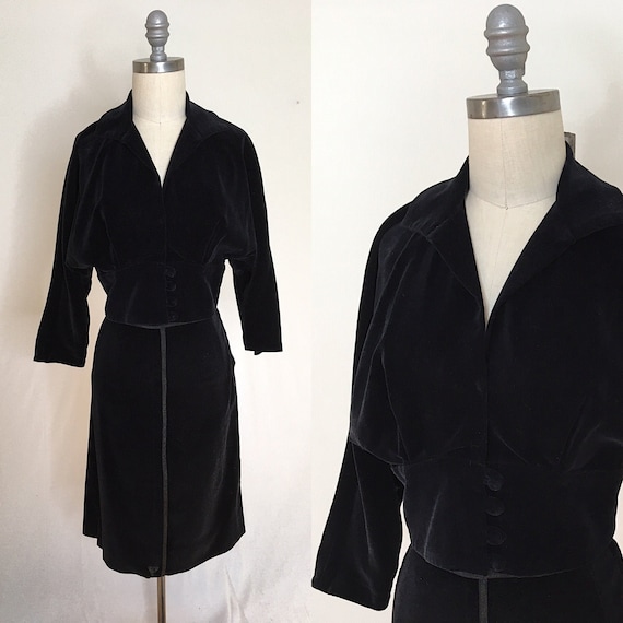 Vintage 40s Leyton Classic Velvet Skirt Suit Size