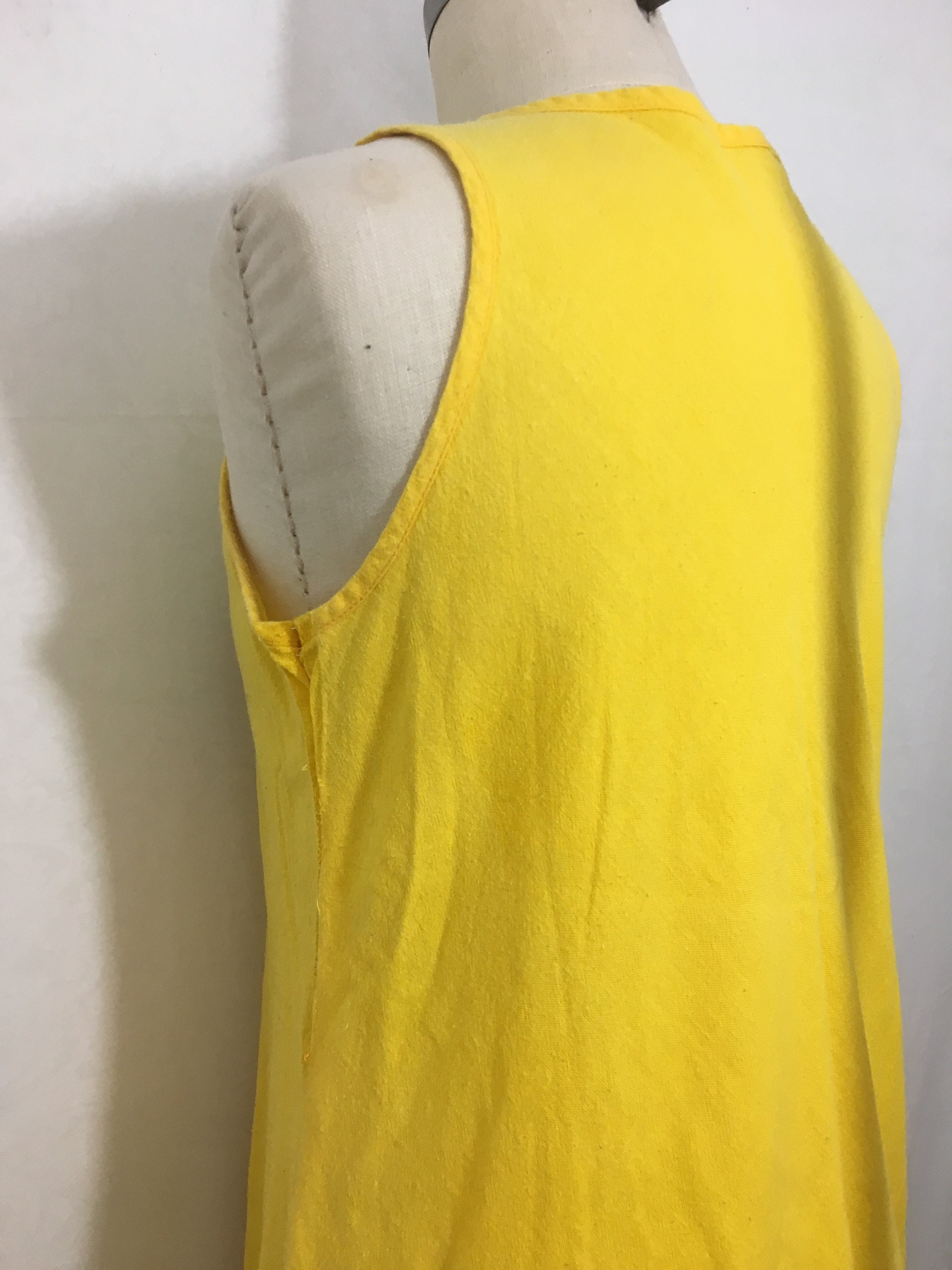 Vintage 70s Mexican Yellow Cheesecloth Embroidered Sundress | Etsy