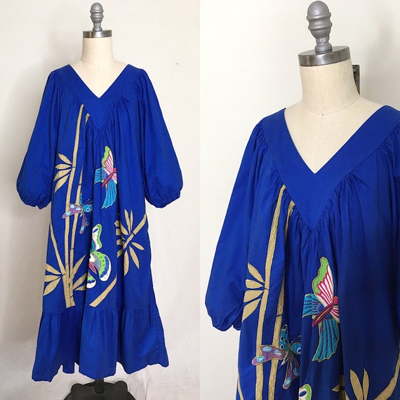 Vintage 80s Ramona Rull Butterfly House Dress Size