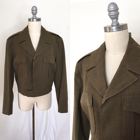 Vintage 40s Army Officer's Wool Jacket Size 42R La