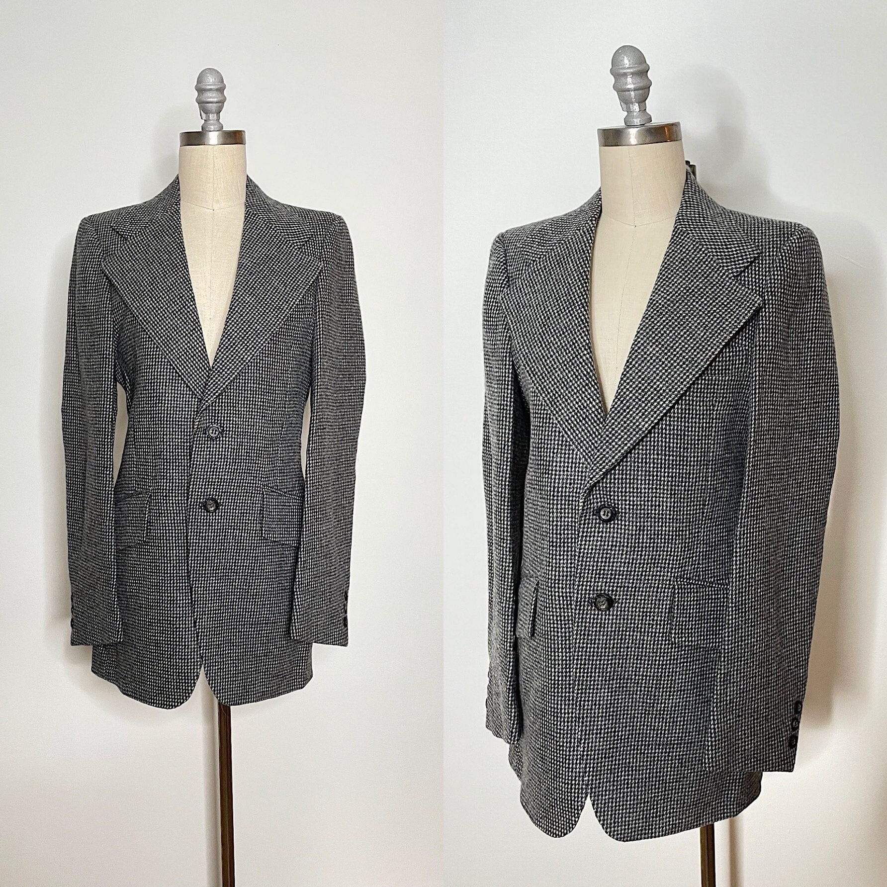 1960s Coats and Jackets Vintage 60S Anderson Little Gray  White Tweed Wool Blazer Small $52.00 AT vintagedancer.com