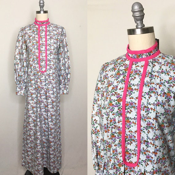 Vintage 70s Calico Kitschy House Dress Size Small