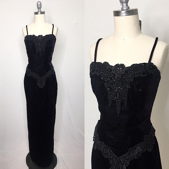 Vintage 80s Loralie Velvet Skirt & Bustier Set Siz