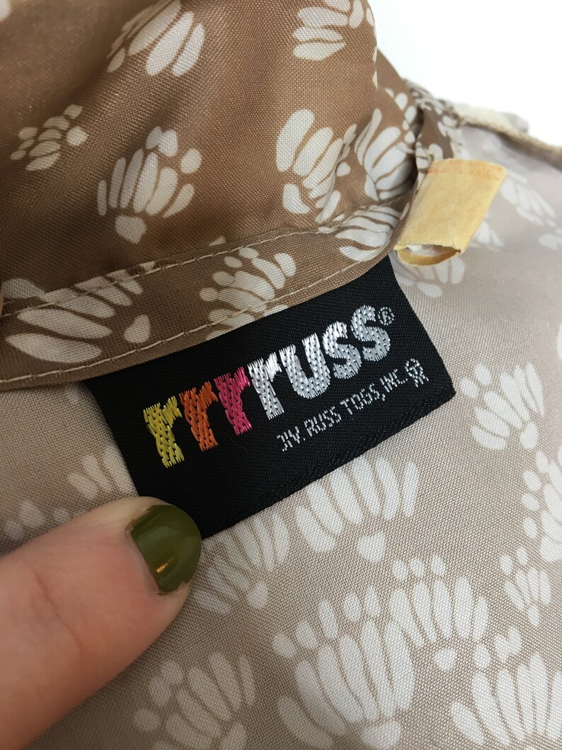 Vintage 80s Russ Togs Patterned Secretary Blouse Size Large