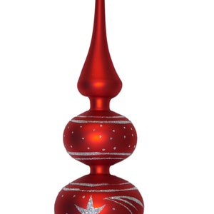 Handmade christmas tree topper “classic red silver comet” – 13.78″