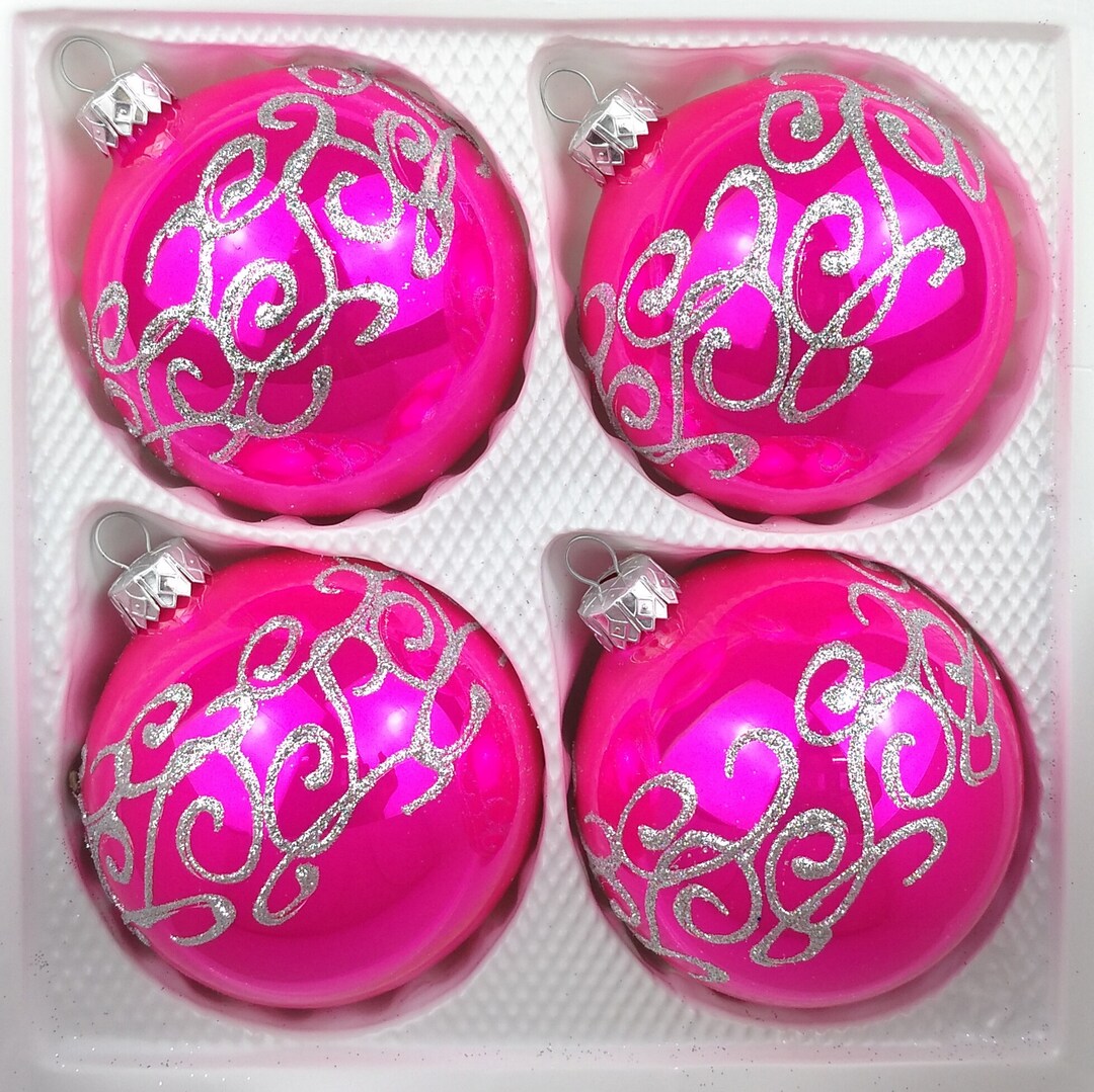Christmas Ornaments highluster Pink Balls 3.15 Etsy