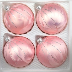 4 Handmade christmas ornaments “rose silver drops” – balls 3.15″