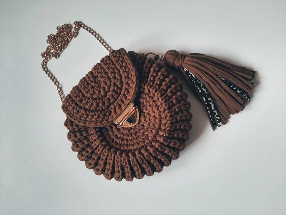 Cannella borsa alla cannella borsa oreo biscotto biscotto borsa in bianco e nero pied de poule borsa all uncinetto borsa a tracolla borsa d oro borsa d argento Etsy Italia
