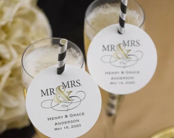 Wedding Tags - Bag Tags - Drink Tags - Wedding, engagement party, rehearsal dinner - Golden Elegance
