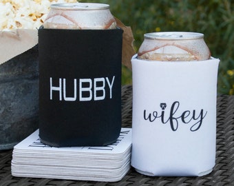 Regalo de boda - Esposa Hubby - Enfriadores de latas