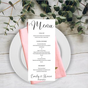 Wedding Day Menu - Simplistic - Template - Instant Download