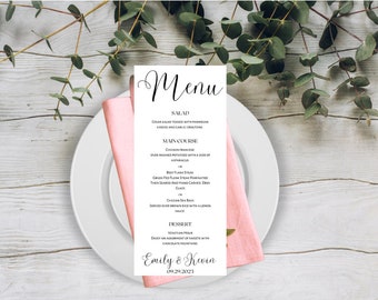 Wedding Day Menu - Simplistic - Template - Instant Download