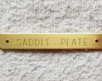 Engravable Solid Brass Saddle Plate, Brushed Metal