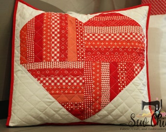 Twisted Heart Valentines Pillow Quilt Pattern PDF Digital Download