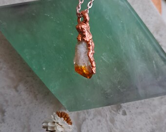 Citrine Crystal plated with copper