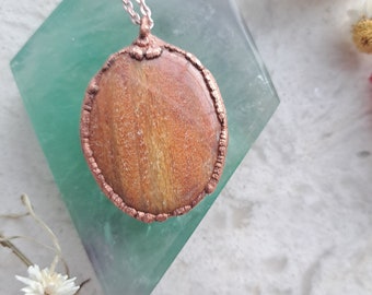 Agate Crystal Pendant plated with copper