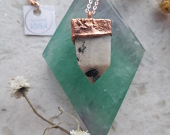 Moonstone Crystal Point plated with copper