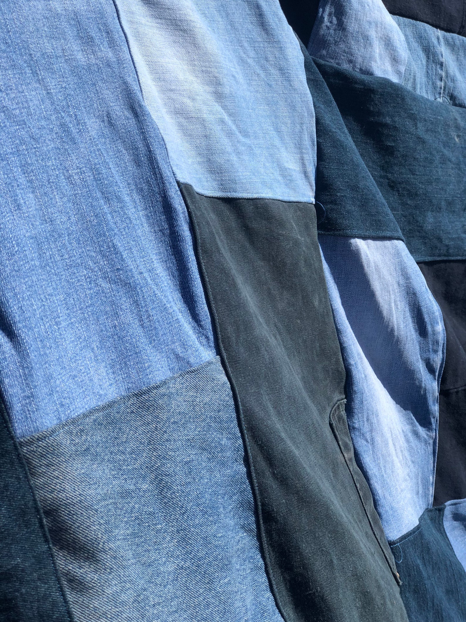 Patchwork Jean Blanket Denim Squares Quilt Effect No Waste Etsy