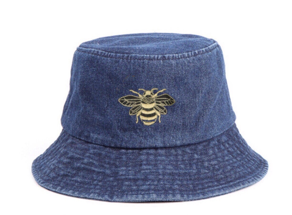 Bee Embroidered Bucket Hat Vsco Girl Cap Summer Beach And Etsy
