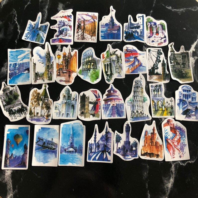 29 pcs of landmark stickers travel journal scrapbooking etsy