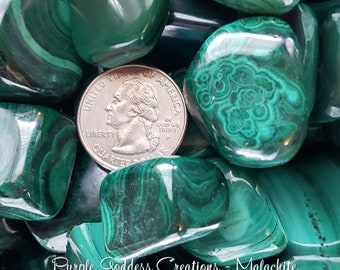 Tumbled Malachite Crystal, Healing, Creativity, and Protection
