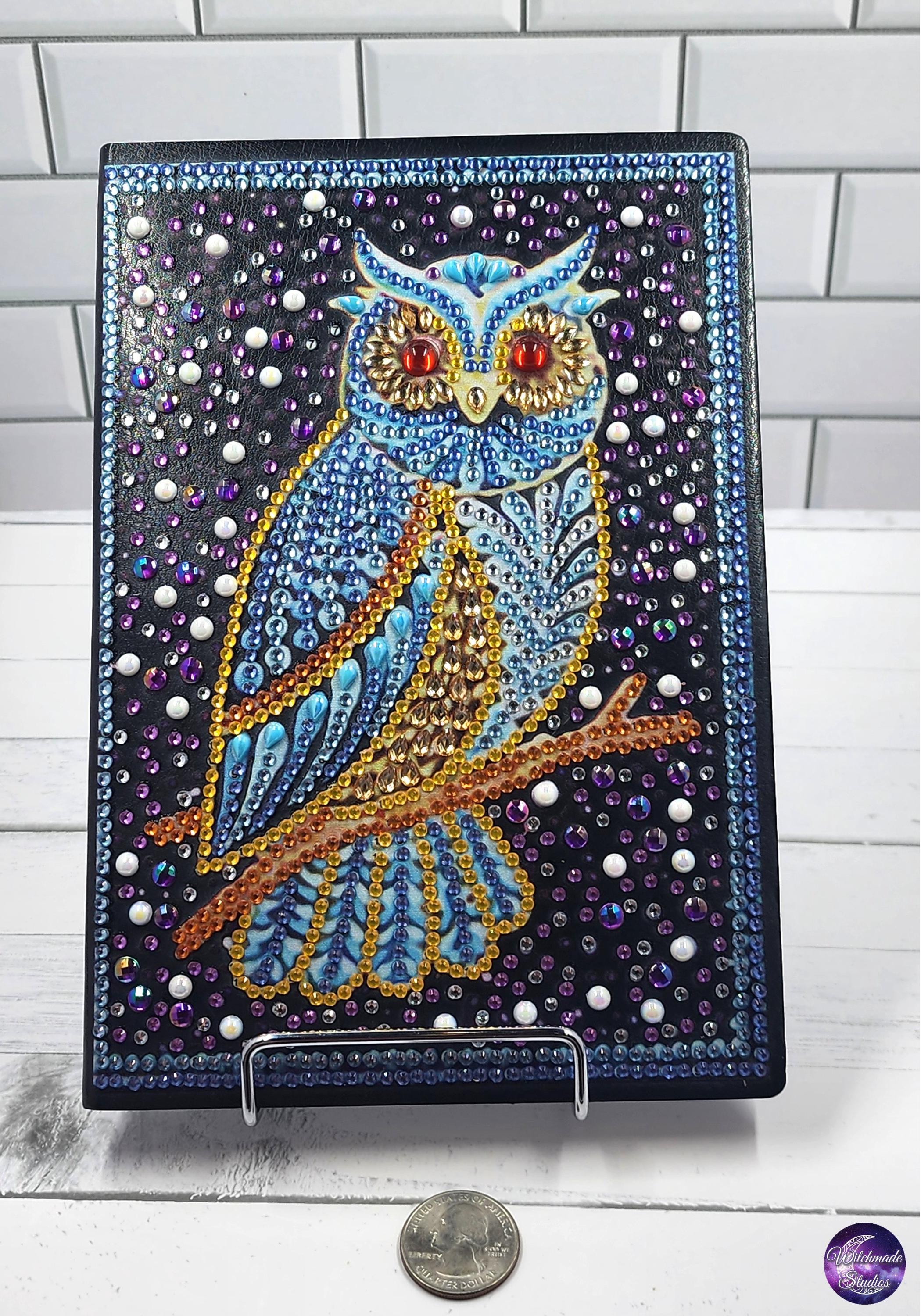 Peeking Owl Notebook, Journal, Grimoire, Diary, Unlined Journal, Gift for her, Gift for teen, Blinge